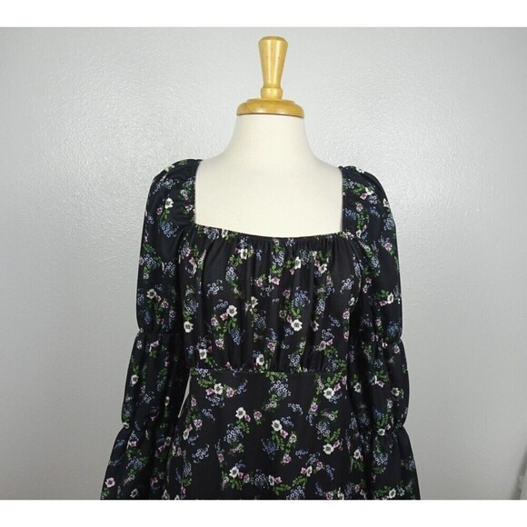 ASOS DESIGN Curve Dress Mini Tea Bubble Ruched Sleeves Smocked Style Plus 14 - Picture 5 of 12